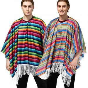 Poncho mexicain pour hommes et femmes, Costume de Cosplay, Cape ethnique, fête de Festival, Cape