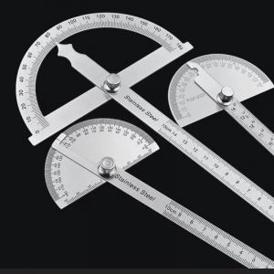 Goniomètre rapporteur en acier inoxydable, règle en métal, mesure multi-angle, outil de menuiserie,