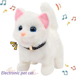 Jouet en peluche chat qui marche, chat interactif &eacute;lectrique, Animal en peluche, queue de miau, t&ecirc;te