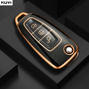 Étui à clés pliable en TPU pour voiture, porte-clés pour Ford Focus c-max s-max Galaxy Mondeo Ranger