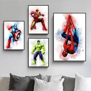 Avengers aquarelle toile peinture Marvel personnage film affiche enfants chambre Art décoration