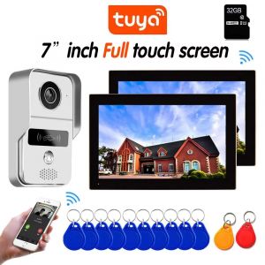 Nouveau TUYA 7 pouces 2 moniteur WiFi interphone vid&eacute;o TUYA maison intelligente APP sans fil