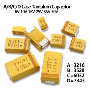 10 pi&egrave;ces A B C D bo&icirc;tier condensateur au tantale 6V 10V 16V 25V 35V 50V 0.1UF 1uf 2.2UF 4.7UF 10UF