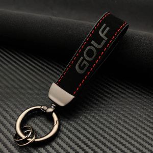 Porte-clés de luxe en cuir suédé, Logo de Golf, pour voiture VW Volkswagen Golf 4 5 6 7 8 GTI MK4