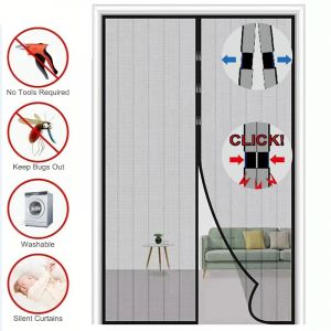 Rideau de porte à écran magnétique, 1 pièce, filet anti-moustiques, maille d'écran anti-insectes