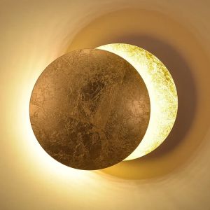 Lampes murales éclipse de lune modernes pour salon chambre chevet applique LED noir blanc or lampe