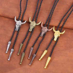 Cravates dor&eacute;es pour hommes, accessoire de v&ecirc;tement de Cowboy am&eacute;ricain, cravate r&eacute;glable t&ecirc;te de