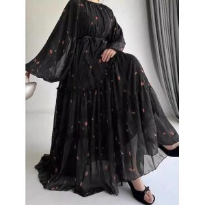 Robe Abaya en mousseline de soie pour femmes musulmanes, Jalabiya, Kaftan, Islam, Robe éducative,