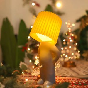 Petite lampe de table créative pour enfants, veilleuse de petit garçon coquin, lampe de timide pour