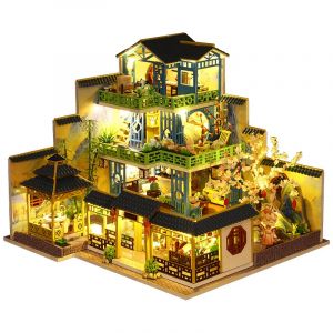 Grande maison de poupée en bois avec meubles légers, Kit de maison de poupée Miniature, maison de
