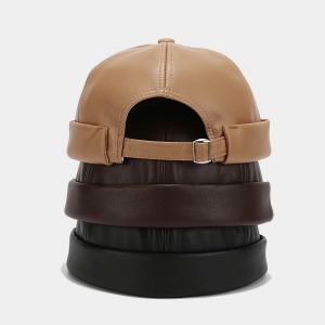 Chapeau de propri&eacute;taire en cuir PU de couleur unie pour hommes et femmes, casquettes r&eacute;tro simples