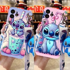 Coque de téléphone Disney avec porte-clés Stitch, étui Compatible avec iPhone 7 8 6 6s SE 2020 XR XS