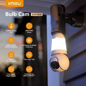 IMOU 3MP 5MP ampoule cam&eacute;ra E27 3K QHD ampoule et cam&eacute;ra 2 en 1 Wi-fi conversation bidirectionnelle