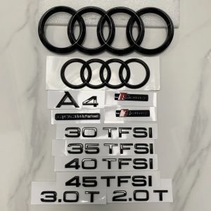 Autocollant de logo ABS noir à 4 anneaux pour Audi A4, insigne d'emblème de voiture, calandre avant