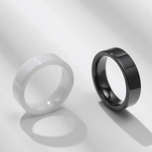 Bague de mariage en céramique blanche/noire de 6mm, pour hommes et femmes, taille 6-12