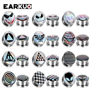 EARKUO mode acier inoxydable Alien Jack Triangle oreille vis bouchons extenseurs corps Piercing