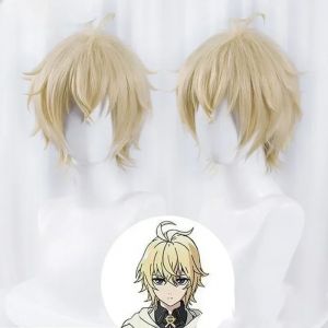 Mikaela Hyakuya Cosplay perruque hommes courte perruque Blonde claire Cosplay Anime Cosplay