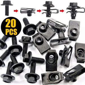 Boulons et Clips d'écrou en U pour carrosserie de voiture, couvercle de moteur M6, sous plateau,