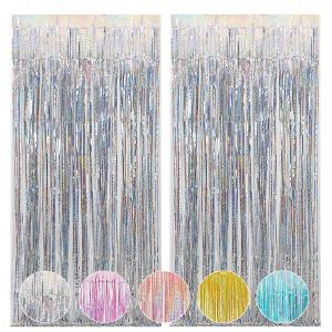 Rideaux en soie de pluie Laser 1M x 2M, décoration de scène de fête d'anniversaire et de première