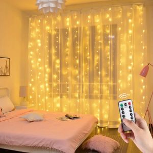 3M LED Rideau Guirlande Lumière Chaîne Télécommande USB Fée Lampe Rustique Mariage De Noël Ramadan