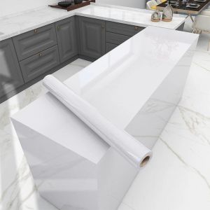 Papier peint auto-adh&eacute;sif en vinyle blanc, papier de Contact pour chambre &agrave; coucher, salon, meubles,