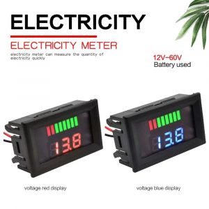 Voltm&egrave;tre num&eacute;rique LCD rouge bleu 0.56 pouces, 12V 24V 60V 72V, indicateur de capacit&eacute; de batterie,