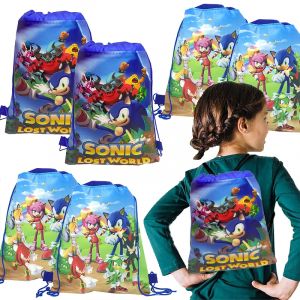 Sonic sacs cadeaux joyeux anniversaire f&ecirc;te d&eacute;coration Sonic le h&eacute;risson sac &agrave; dos enfants faveurs