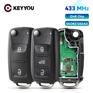 KEYYOU – clé télécommande de voiture, 434MHz, puce ID48, pour Volkswagen VW GOLF PASSAT Tiguan