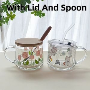 Tasse en verre de 350ml, tasse à café de Style fleur mignon, tasse en paille, fournitures de Bar de