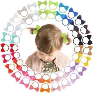 N&oelig;uds de cheveux pour b&eacute;b&eacute;s filles, 50 pi&egrave;ces, 2 pouces, attaches &eacute;lastiques, ruban gros-grain avec
