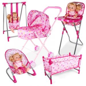 Accessoires pour maison de poupée, chaises à bascule, lit pivotant, chaise de salle à manger, maison