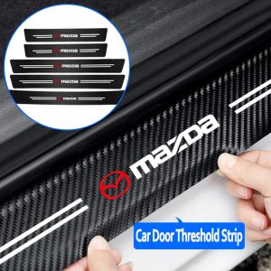 Autocollant de protection de seuil de porte avec logo de voiture, bande de seuil, Mazda 3, 6, CX5,