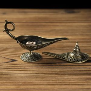 Brûleur d'encens en métal antique, lampe magique d'Aladdin, porte-bougie décoratif, cadeau