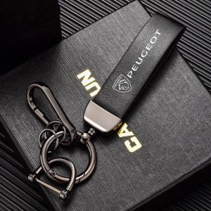 Porte-cl&eacute;s de voiture en cuir, pendentif, cadeau pour Peugeot 206 307 308 3008 207 208 407 508 2008