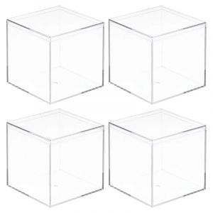 Boîte de rangement en plastique acrylique transparent, 2/4 pièces, vitrine Cube carré avec