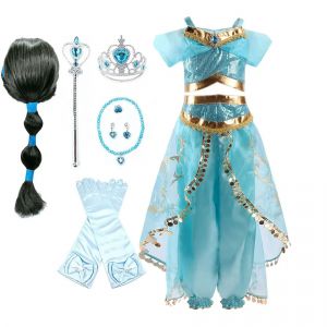 Costume de princesse arabe pour filles, robe Jasmine pour carnaval, lampe Aladdin, tenue fantaisie,