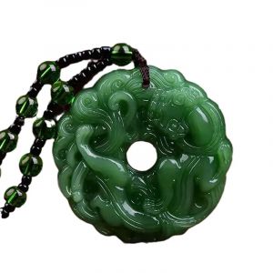 Collier multicolore en Jade vert sculpté à la main, pendentif en Jade creux, amulette chinoise pour
