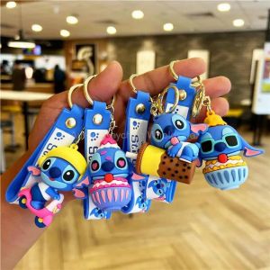 Porte-clés dessin animé Disney Mickey Mouse Minnie Lilo & Stitch, pendentif de voiture, jouets pour