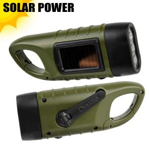 Lampe de poche LED à énergie solaire, Portable, pour tente, manivelle, Dynamo, torche, lanterne pour