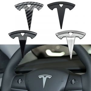 Autocollant 3D ABS carbone chromé noir pour couverture de volant de voiture, Badge emblème Logo pour