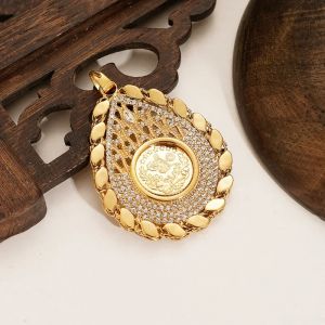 Pendentif pièce de monnaie en cristal pour femmes/hommes, bijoux turcs porte-bonheur Allah, ne se