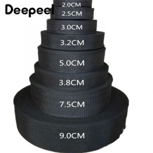 Bandes noires de 10 mètres, 20-100mm, sangle de sécurité en Nylon au mètre, ceinture de sac, sac à