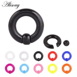Alisouy 1PC acrylique captif perle anneaux Septum Clickers bouchons d'oreille Tunnel extenseurs