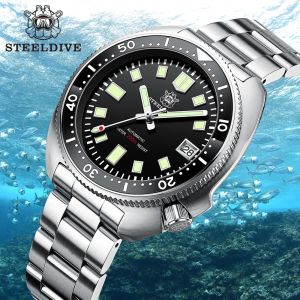 Steeldive SD1970 fond de Date blanc 200M étanche NH35 6105 tortue montre de plongée automatique
