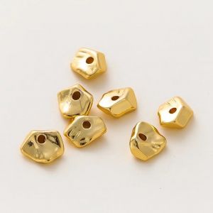 10 pièces perles irrégulières entretoise 6/8mm 14K/18K couleur or plaqué laiton perles en vrac pour
