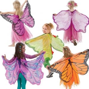 Cape ailes de papillon en mousseline de soie, masque de Performance, ailes d'ange elfe, Costumes de