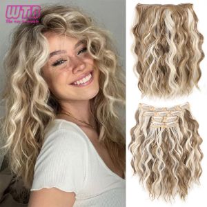 Extensions de cheveux synth&eacute;tiques r&eacute;sistantes &agrave; la chaleur, Body Wave multicolore &agrave; clipser, 12