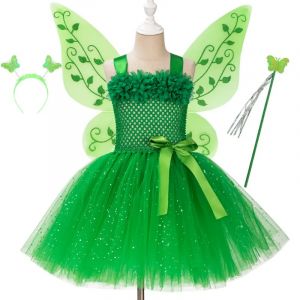 Robe de fée papillon violette pour filles, Tutus en Tulle à paillettes, robe à fleurs avec aile et