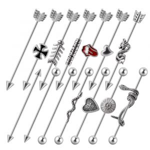 Boucle d'oreille en acier inoxydable pour homme, 1 pièce, haltère industriel, flèche, cône en vrac,