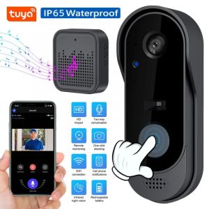 Sonnette vidéo Tuya avec caméra sans fil, Wi-Fi, HD, interphone vidéo de sécurité IR, téléphone